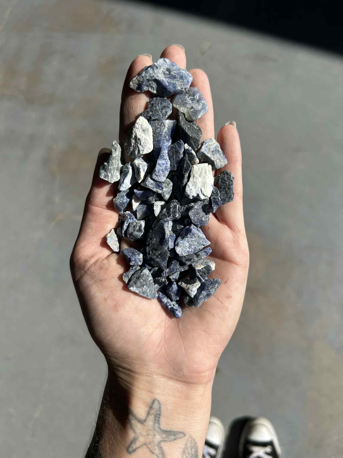 Sodalite Rough Chips $12 P,kg